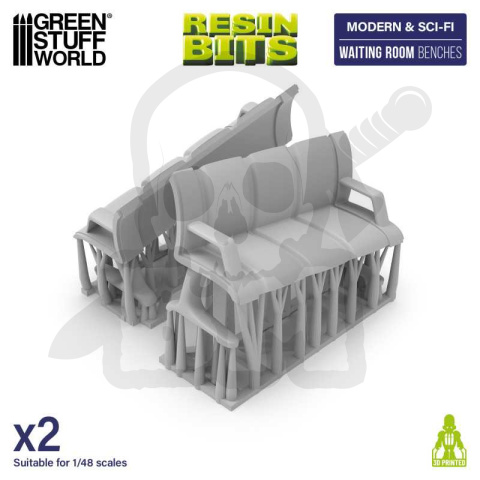 3D printed set Waiting Room Benches Ławki do poczekalni 2 szt.