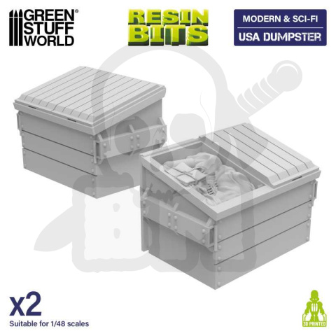 3d Printed Set USA Dumpster Resin Set - śmietniki 2 szt.