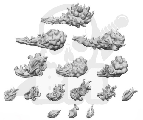 3D printed set Flamethrower Effect 10 szt.