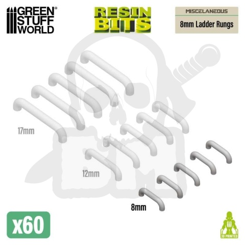 3D printed set - Mecha Detail Parts - 8mm Ladder Rungs - szczeble drabiny
