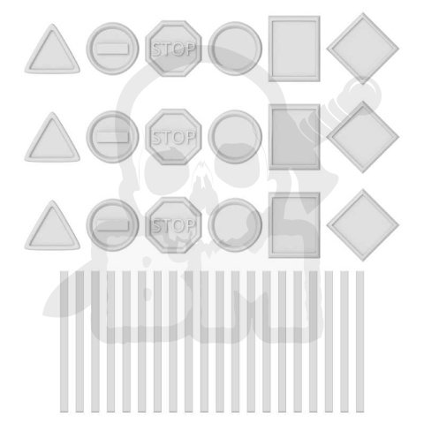 3D printed set - Traffic Signs 1:48 - znaki drogowe 18 szt.