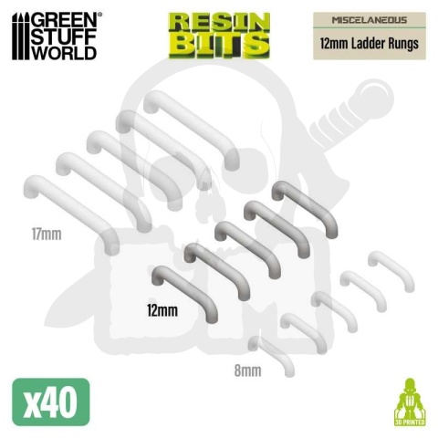 3D printed set - Mecha Detail Parts - 12mm Ladder Rungs - szczeble drabiny
