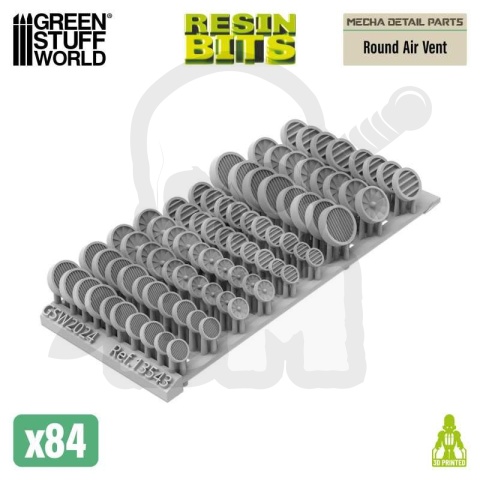 3D printed set - Mecha Detail Parts - Round Air Vent - otwory wentylacyjne
