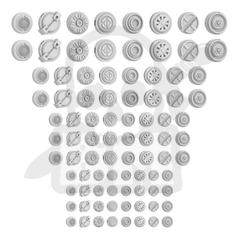 3D printed set - Mecha Detail Parts - Round Detail Panel Assortment