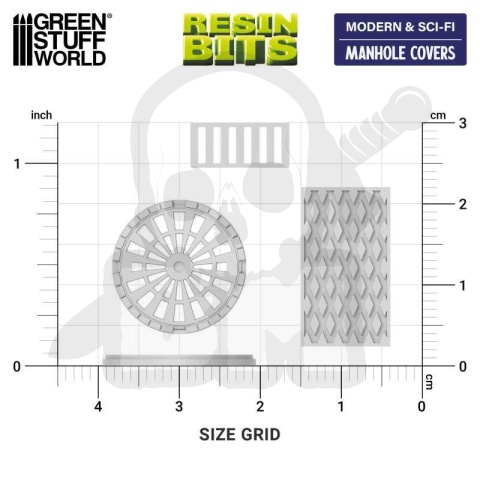 3D printed set Manhole Covers 1:48-1:35 - Pokrywy włazów 28 szt.