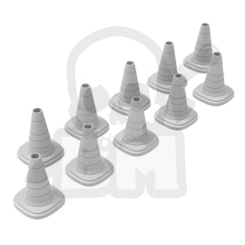 3D printed set - Traffic Cones 1:48 - pachołki drogowe 10 szt.