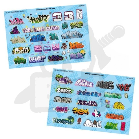 Model railway graffiti decals 1:87 HO (Set-2) kalkomanie na pociągi
