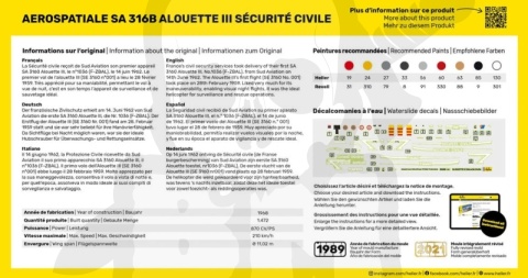 Heller 80289 Model śmigłowca SA 316 Alouette III Securite Civile - 1:72