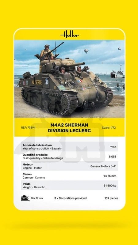Heller 79894 M4 M4A2 Sherman Division Leclerc 1:72