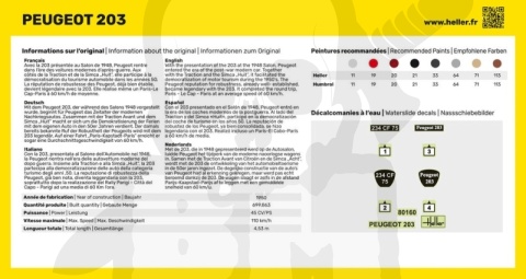 Heller 80160 Model samochodu Peugeot 203 - 1:43