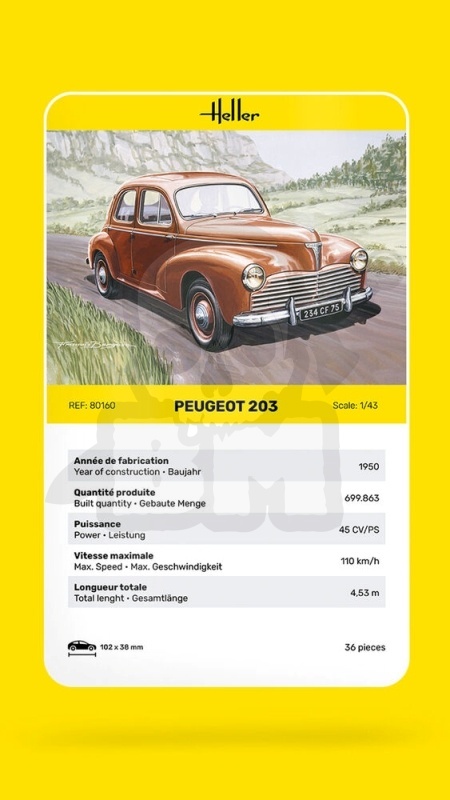Heller 80160 Model samochodu Peugeot 203 - 1:43