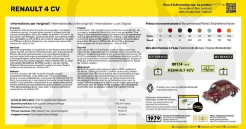 Heller 80174 Model samochodu Renault 4 CV - 1:43