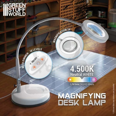 Lampa biurkowa z lupą - Faded White - biała