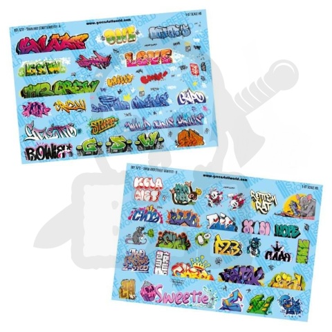 Model railway graffiti decals 1:87 HO (Set-1) kalkomanie na pociągi