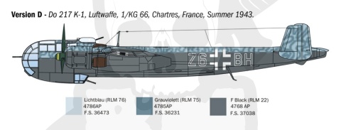 1:72 Model bombowca Dornier Do 217 K-1/K-2 with Fritz-X guided bombs