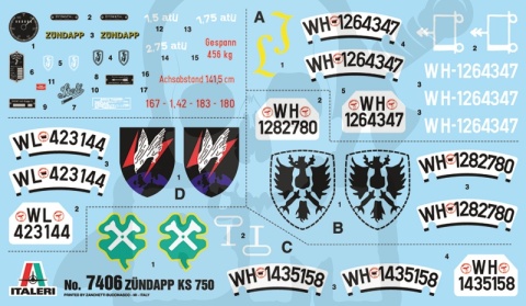 1:9 Model motocykla Zundapp Ks 750 w/side car