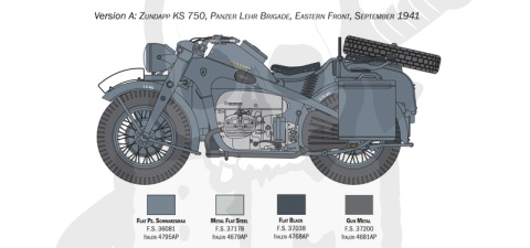 1:9 Model motocykla Zundapp Ks 750 w/side car