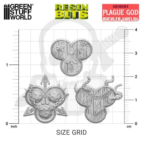 3D Printed Set - Plague God Bucklers 1:48 - tarcze/puklerze boga zarazy 10 szt.