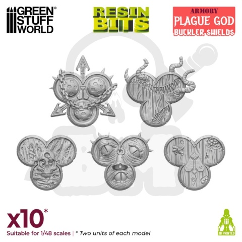 3D Printed Set - Plague God Bucklers 1:48 - tarcze/puklerze boga zarazy 10 szt.