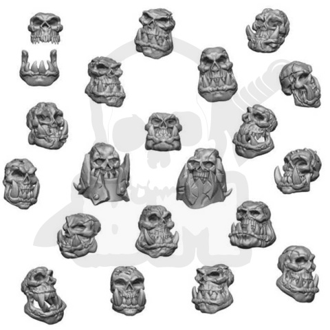 3D printed set - ORK Skulls - czaszki orków 21 szt.
