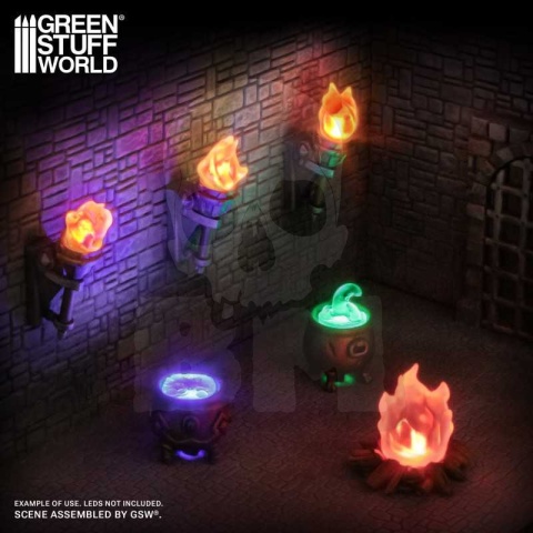 3D printed set - Magic Cauldrons for 3mm LEDs 1:48 - kociołki 5 szt.