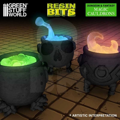 3D printed set - Magic Cauldrons for 3mm LEDs 1:48 - kociołki 5 szt.