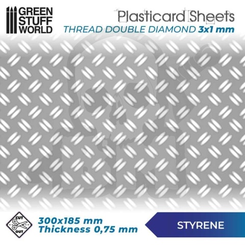 ABS Plasticard - Podwójny diamentowy arkusz teksturowany A4