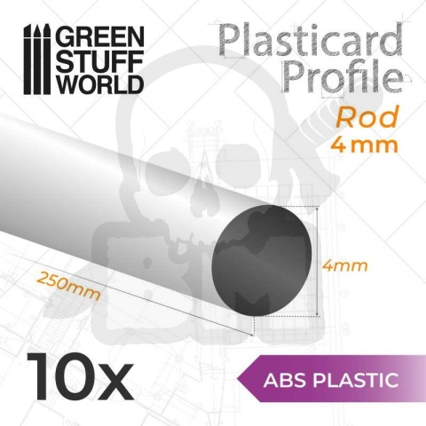 ABS Plasticard - Profile ROD 4mm 10 szt.