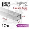 ABS Plasticard - Profile SQUARED TUBE 4mm 10 szt.