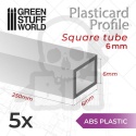 ABS Plasticard - Profile SQUARED TUBE 6mm 5 szt.