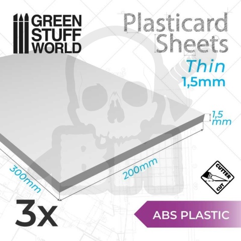 ABS Plasticard - arkusze 1,5mm A4 3 szt. ABS Plasticard - arkusze 1,5mm A4 3 szt.
