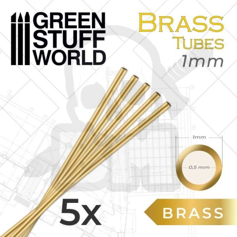 Green Stuff Brass Tubes 1mm pręt 5 szt.