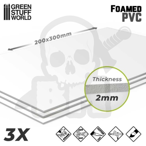Foamed PVC 2 mm pianka modelarska 3x 20x30 cm