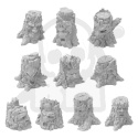 3D printed set - Small Haunted Tree Stumps - nawiedzone pieńki 10 szt.