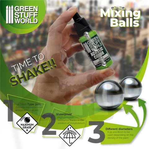 Zestaw 30 kulek o średnicy 8 mm do mieszania farb
