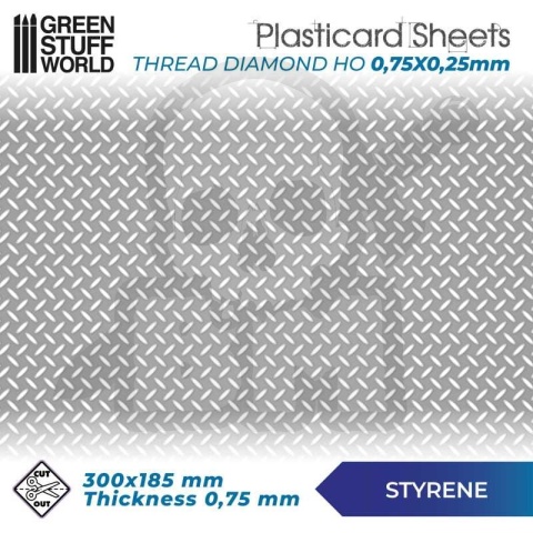ABS Plasticard - Diamentowy arkusz teksturowany HO 0,75mm A4