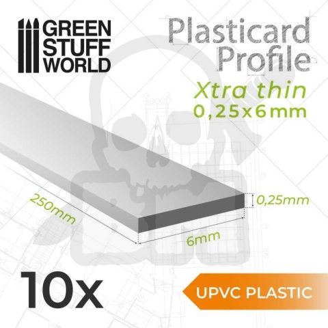 uPVC Plasticard - Profile Xtra-thin 0.25x6 mm 10szt.