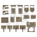 3D printed set Wood Signs 1:48-1:35 - drewniane znaki i szyldy 16 szt.
