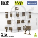 3D printed set Wood Signs 1:48-1:35 - drewniane znaki i szyldy 16 szt.