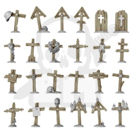 3D printed set Trench Wooden Crosses 1:48-1:35 - drewniane krzyże 24 szt.