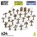 3D printed set Trench Wooden Crosses 1:48-1:35 - drewniane krzyże 24 szt.