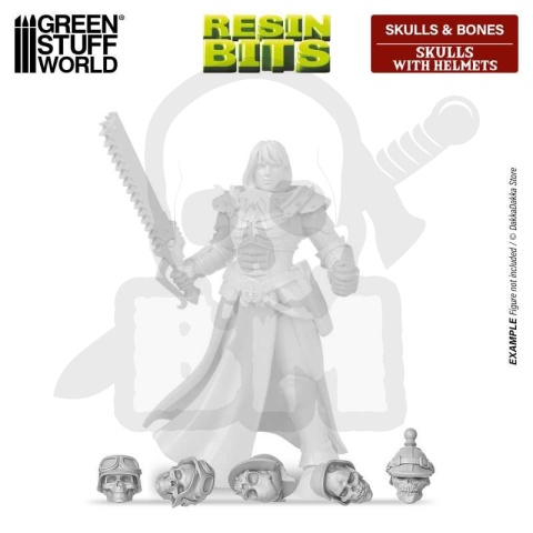 3D printed set Skulls with Helmets 1:48 - czaszki w hełmach 40 szt.