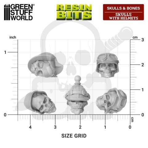 3D printed set Skulls with Helmets 1:48 - czaszki w hełmach 40 szt.