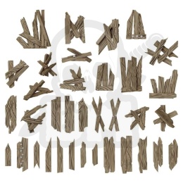 3D printed set Broken Wood Planks 1:48-1:35 - połamane deski 35 szt.