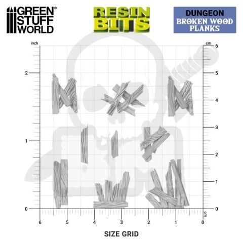 3D printed set Broken Wood Planks 1:48-1:35 - połamane deski 35 szt.