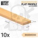 Basswood flat profile - 2x6x250mm - Profile płaskie z drewna lipowego 10 szt.