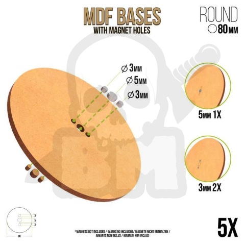 MDF Bases - Round 80 mm podstawki pod figurki 5 szt.