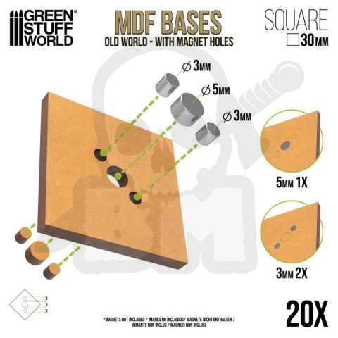 MDF Bases - Square 30 mm 20 szt. podstawki pod figurki