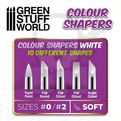 Pędzle silikonowe Size 0-2 - White Soft 10 szt.