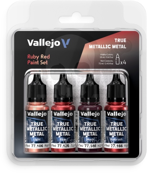 Vallejo 77254 True Metallic Metal Zestaw 4 farb Ruby Red